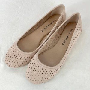 Lucky Brand Pink Leather Perforated Ballet Flats